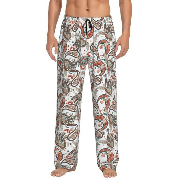 Fotbe Paisley Floral Men's Pajama Pants,Sleepwear Pants,Pj Bottoms Drawstring And Pockets-Large