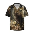 thumbnail image 1 of Fotbe Palatial Gold Pattern Horse print Short Sleeve Button Down Shirts for Men Casual Summer Beach Wrinkle Free Shirt-3X-Large, 1 of 7