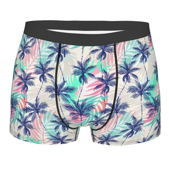 Fotbe Palm Leaves Men’s Total Support Pouch Boxer Briefs, X-Temp Cooling, Moisture-Wicking Underwear, Regular, Long-leg and Trunk-X-Large