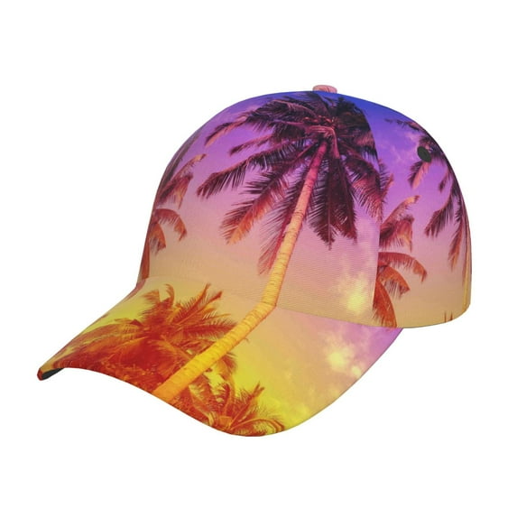 Fotbe Palm Trees At Sunset Baseball Cap, Palm Trees At Sunset Print Dad Hat,Outdoor Hat,Adjustable Sports Cap, Perfect For Activities