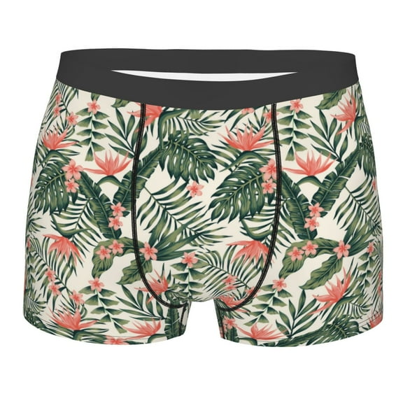 Fotbe Palm Trees and Tropical Men’s Total Support Pouch Boxer Briefs, X-Temp Cooling, Moisture-Wicking Underwear, Regular, Long-leg and Trunk-Small