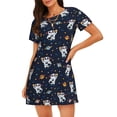 thumbnail image 1 of Fotbe Panda Astronaut Pattern Women's Cotton Nightgown Sleepwear Short Sleeves Shirt Casual Print Sleepdress, 1 of 6