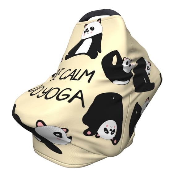 Fotbe Panda Doing Yoga Pattern Car Seat Covers for Babies, Nursing Breastfeeding Cover Carseat Canopy, Soft Stretchy Carrier Cover