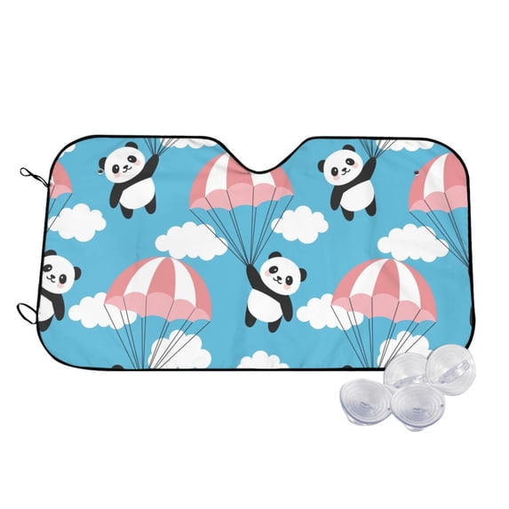 Fotbe Panda Flying in the Sky Car Windshield Sunshade | Sun Visor Protector Front Window Shade, Keeps Out UV Rays, Keeps Your Vehicle Cool-Medium