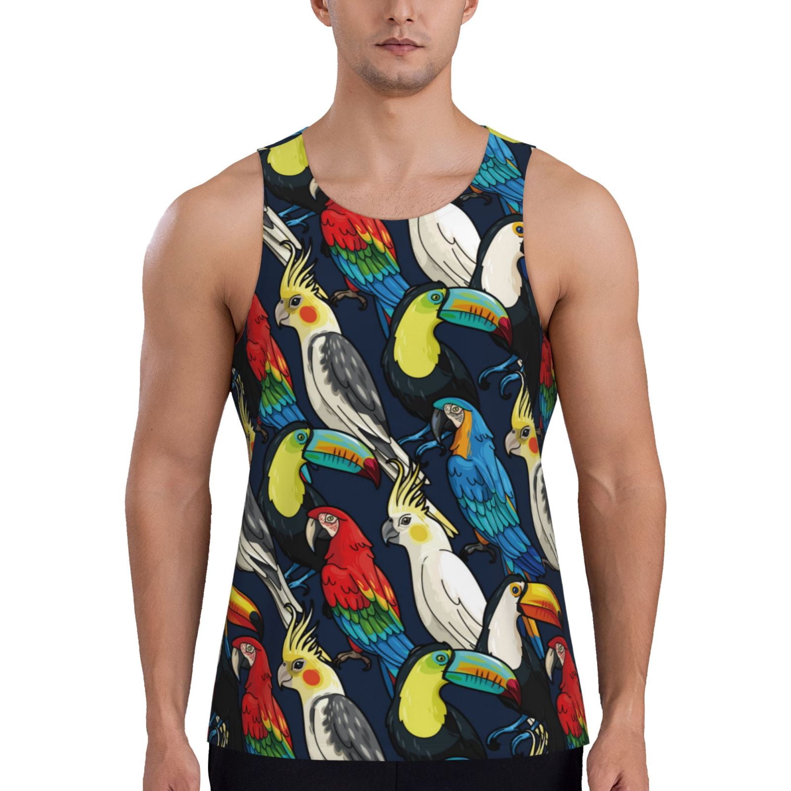 Fotbe Parrot Pattern Men's Quick Dry Workout Tank Top Gym Muscle Tee ...