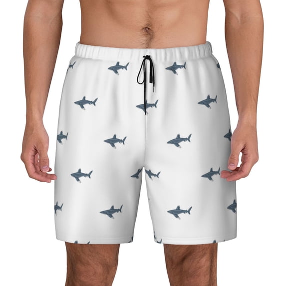Fotbe Party Shark Cute Men’s Swim Trunks Quick Dry Swim Shorts Board Shorts with Mesh Lining-XX-Large