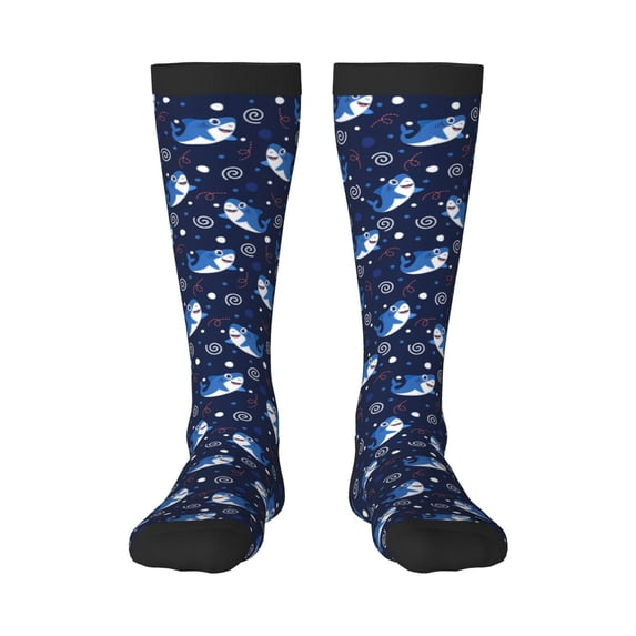Fotbe Party Shark Cute print Women's Men's Novelty Crew Socks Cotton Socks Knee High Socks for Walking,Running,Nurses,Pregnancy