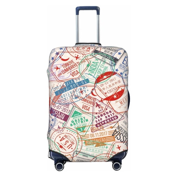 Fotbe Passport Stamp Luggage Cover Protector,Suitcase Protector,Scratch and Dirt Resistant,Fits 18-32 Inch Luggage-Medium