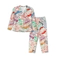 thumbnail image 1 of Fotbe Passport Stamp Pattern Long Sleeve Pajama Set for Women,Sleepwear Set,2-piece Loungewear Set,Soft PJs Comfy Nightwear with Pockets -XX-Large, 1 of 7
