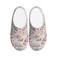 thumbnail image 1 of Fotbe Passport Stamp Pattern Women's Fuzzy Curly Fur Memory Foam Loafer Slippers Indoor Outdoor Slippers Winter Home Shoes-35/36, 1 of 7