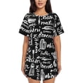 thumbnail image 1 of Fotbe Pasta Bacon Print Pajama Set for Women 2 Piece Loungewear Short Sleeve Tops and Shorts Set Soft Sleepwear-XX-Large, 1 of 7