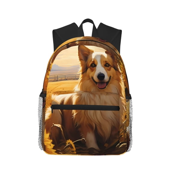 Fotbe Pastoral Sunflower Corgi Lightweight Casual Laptop Backpack for Men and Women, Daily use Waterproof backpack, Backpack for College