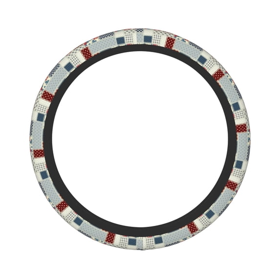 Fotbe Patchwork In Country Style Steering Wheel Cover Universal 15 in Car Accessories for Men Women,Steering Wheel Protector Comfortable Protective Case for SUV Sedan Decor