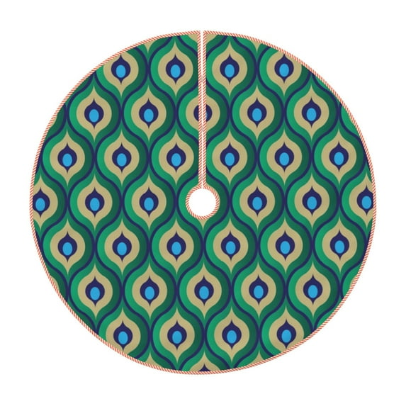 Fotbe Peacock'S Tail Pattern Christmas Tree Skirt, Tree Skirts Plush Christmas Decorations, Christmas Tree Skirts Xmas Decorations Holiday Party Decor-36"