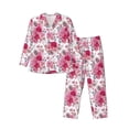 thumbnail image 1 of Fotbe Peonies And Roses Pattern Long Sleeve Pajama Set for Men,Sleepwear Set,2-piece Loungewear Set,Soft PJs Comfy Nightwear with Pockets-Medium, 1 of 7