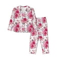thumbnail image 1 of Fotbe Peonies And Roses Pattern Long Sleeve Pajama Set for Women,Sleepwear Set,2-piece Loungewear Set,Soft PJs Comfy Nightwear with Pockets -Medium, 1 of 7