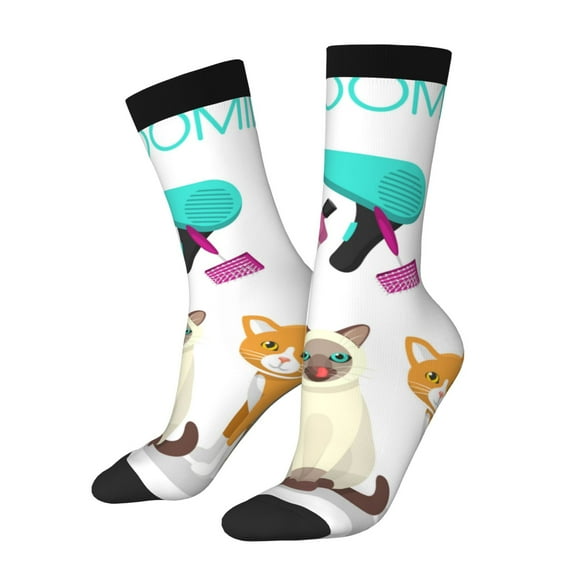 Fotbe Pet Care Grooming Pattern Long Socks for Men & Women – Breathable & Stretchy Compression Socks, Ideal for Running, Travel, and Everyday Wear Size 5-11