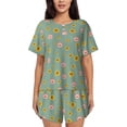 thumbnail image 1 of Fotbe Pig Face With Sunflower Print Pajama Set for Women 2 Piece Loungewear Short Sleeve Tops and Shorts Set Soft Sleepwear-Large, 1 of 7
