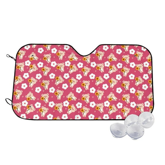 Fotbe Piggy Sunflower Car Windshield Sunshade | Sun Visor Protector Front Window Shade, Keeps Out UV Rays, Keeps Your Vehicle Cool-Medium