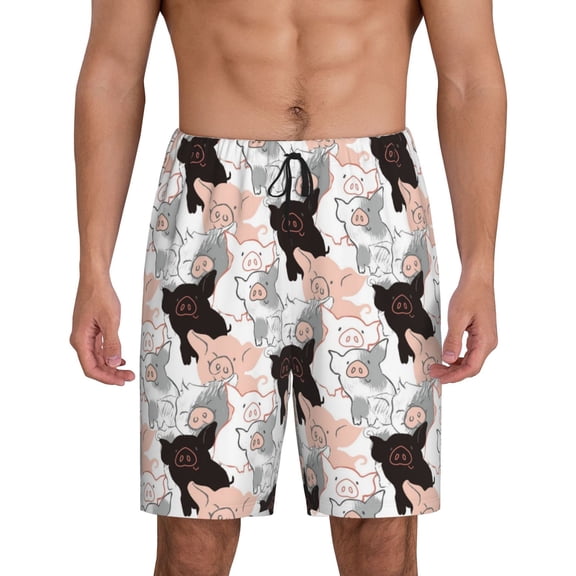 Fotbe Pigs Pajama Shorts for Men, Men's Pajama Bottoms, Sleepwear,Short Pajama Pants-Large