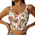 thumbnail image 1 of Fotbe Pineapple Flower Pattern Womens' Sports Bra Longline Wirefree Padded with Medium Support Sports Moisture-Wicking Workou Vest,Tank Top-, 1 of 9