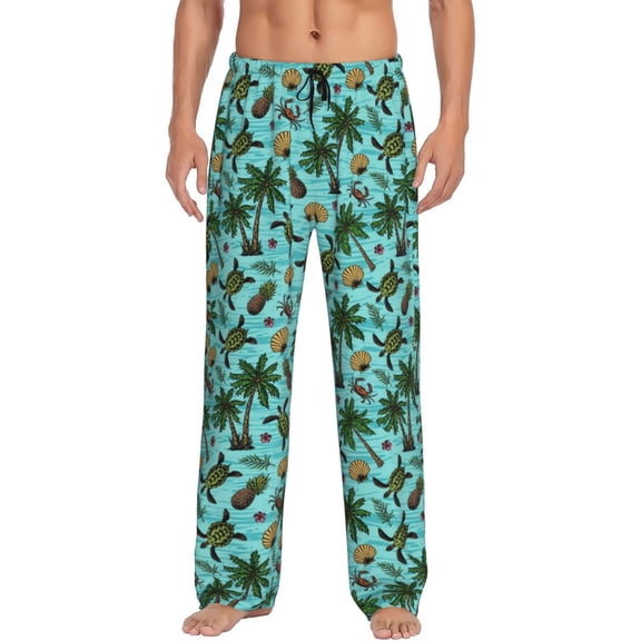 Fotbe Pineapple Sea Turtle Men's Pajama Pants,Sleepwear Pants,Pj Bottoms Drawstring And Pockets-Medium