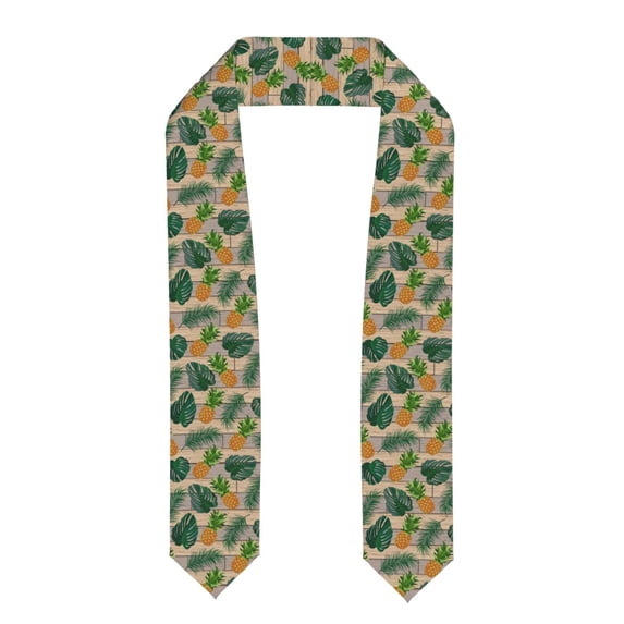 Fotbe Pineapples Palm Leaves Printed Class of 2024 Graduation Stole