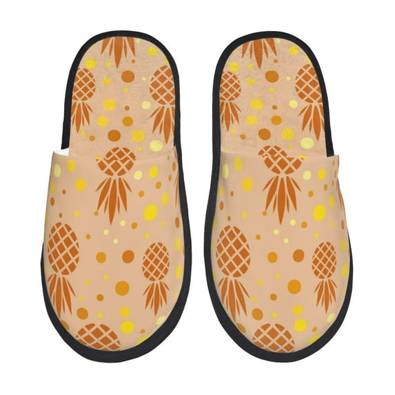 Fotbe Pineapples Pattern Women's Fuzzy Slippers Plush Slippers Fluffy Winter House Shoes Indoor and Outdoor-Medium