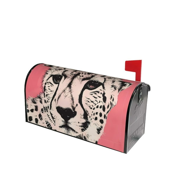 Fotbe Pink Cheetah Art Mailbox Covers Post Letter Box Cover Garden Decor Standard Size-21x18 in