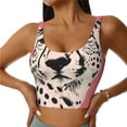 thumbnail image 1 of Fotbe Pink Cheetah Art Pattern Womens' Sports Bra Longline Wirefree Padded with Medium Support Sports Moisture-Wicking Workou Vest,Tank Top-Large, 1 of 7