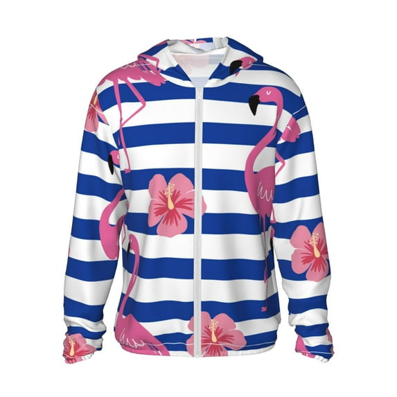 Fotbe Pink Flamingo Men's Women's UPF 50+ Sun Protection Jacket Hooded Cooling Shirt with Pockets Hiking Outdoor Performance-X-Large