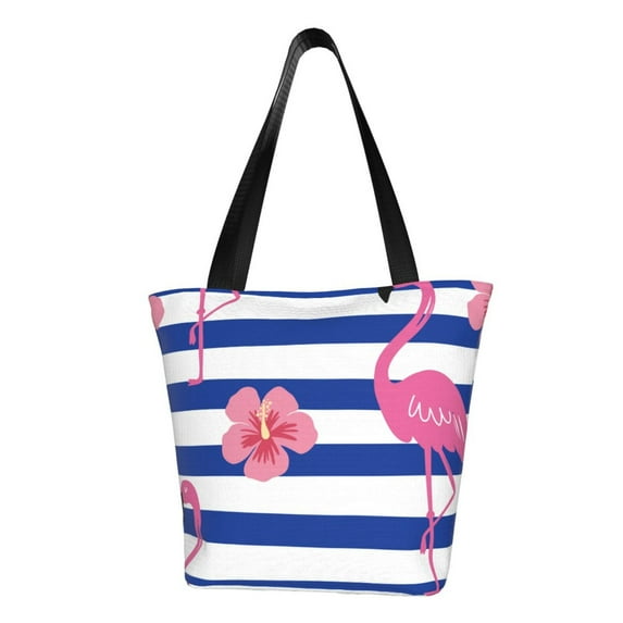 Fotbe Pink Flamingo Pattern Beach Tote,Shoulder Handbag,Spacious Tote Bag,Lightweight Travel Bag,Versatile Shopping Bag
