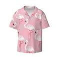 thumbnail image 1 of Fotbe Pink Flamingo print Short Sleeve Button Down Shirts for Men Casual Summer Beach Wrinkle Free Shirt-Medium, 1 of 7