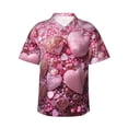 thumbnail image 1 of Fotbe Pink Glitter Heart Candy Hawaiian Shirt for Men Unisex Summer Beach Casual Short Sleeve Cotton Linen Button Down Shirts-Large, 1 of 5