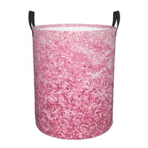 Fotbe Pink Glitter Pattern Laundry Basket with Handles, Waterproof Large Laundry Hamper, Wash Bag for Corner Dorm, Rolling Laundry Basket with Handles-Small