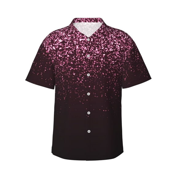 Fotbe Pink Glitter Sparkles A Hawaiian Shirt for Men Unisex Summer Beach Casual Short Sleeve Cotton Linen Button Down Shirts-XX-Large