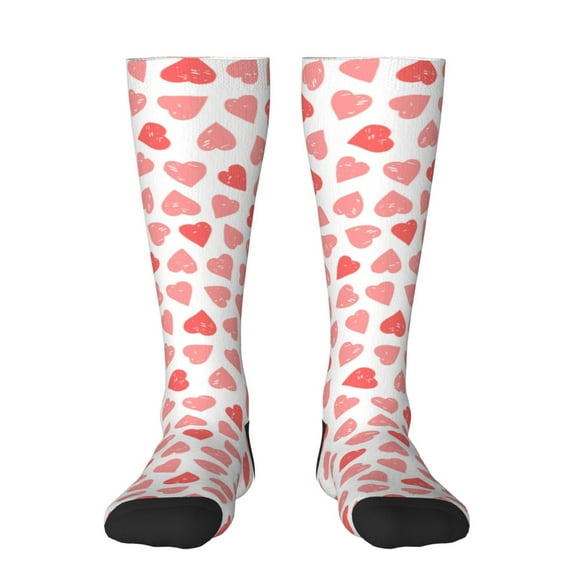 Fotbe Pink Hearts1 print Women's Men's Novelty Crew Socks Cotton Socks Knee High Socks for Walking,Running,Nurses,Pregnancy