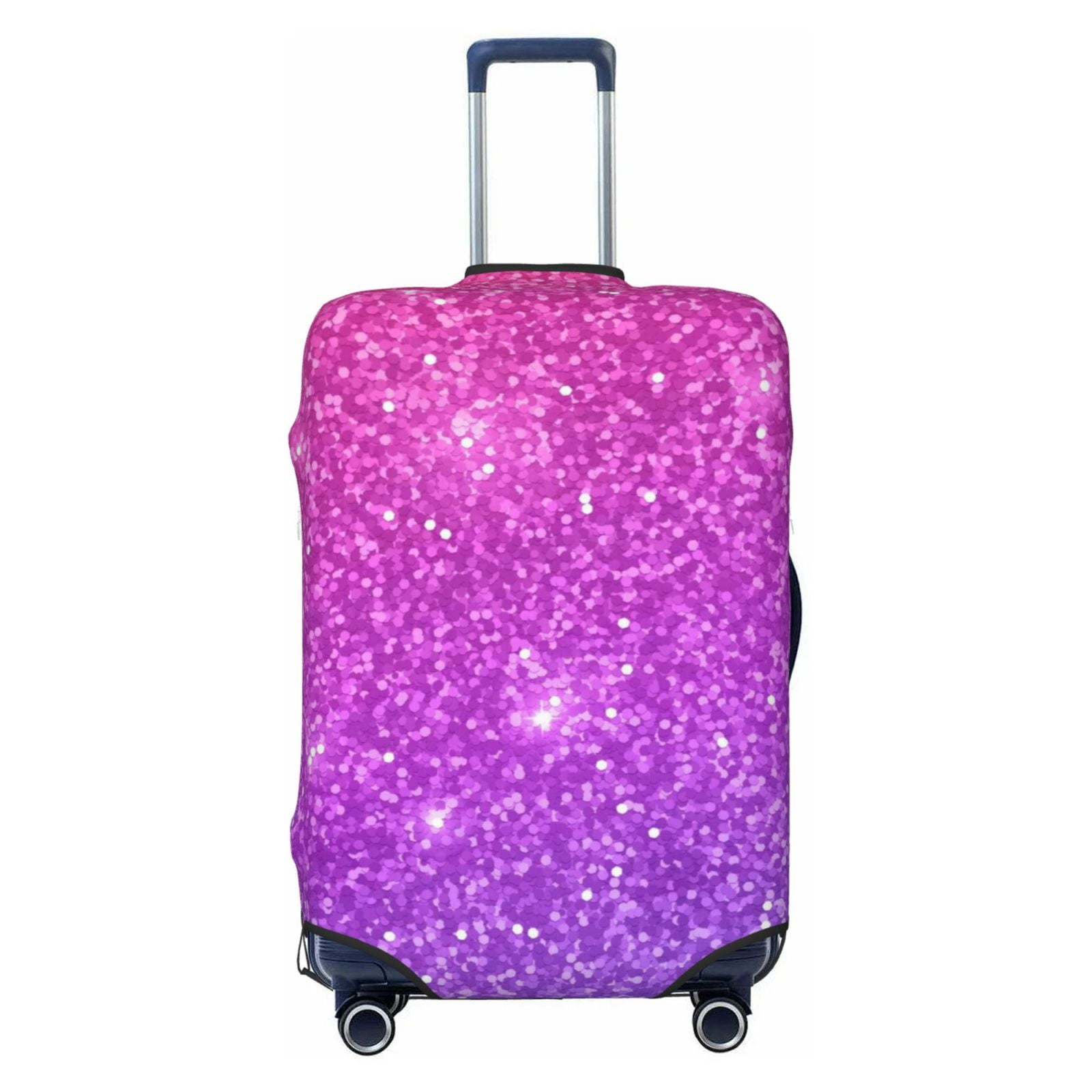 Fotbe Pink Purple Glitter Luggage Cover Protector,Suitcase Protector,Scratch and Dirt Resistant