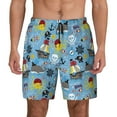 thumbnail image 1 of Fotbe Pirate Marine Animals Men’s Swim Trunks Quick Dry Swim Shorts Board Shorts with Mesh Lining-Large, 1 of 9