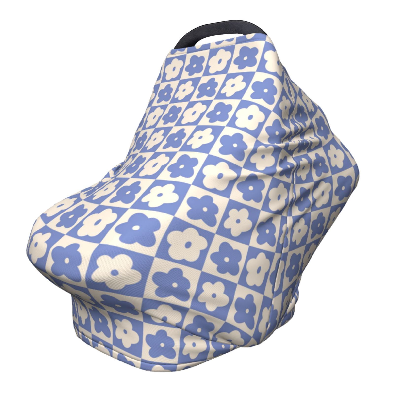 Fotbe Plaid Flowers Pattern Car Seat Covers for Babies, Nursing Breastfeeding Cover Infant Carseat Canopy, Soft Stretchy Carrier Cover