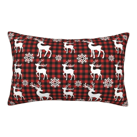 Fotbe Plaid Reindeer Snowflakes Pillow Cases - Envelope Closure - Luxury, Extra Soft, Cooling Pillow Covers - Wrinkle, Fade, Stain Resistant-16"x24"
