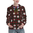 thumbnail image 1 of Fotbe Plaid Snowflakes Festive Pattern Womens Long Sleeve Hoodie, Pullover Hooded Sweatshirt, Kangaroo Pocket Hoodie with Eye-catching Drawstrings-Small, 1 of 7
