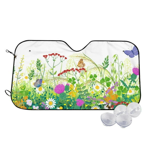 Fotbe Plants and Insects Car Windshield Sunshade | Sun Visor Protector Front Window Shade, Keeps Out UV Rays, Keeps Your Vehicle Cool-
