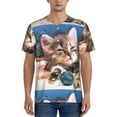 thumbnail image 1 of Fotbe Playful Cat Baseball Jersey Shirt for Men and Women, Casual Short Sleeves Button Down T-Shirt-Medium, 1 of 9
