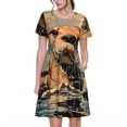thumbnail image 1 of Fotbe Playful Otter Tropical Beach Pattern Dress Casual Womens Fashion Short Sleeve Maxi Dress T Shirt Dress Striped Long Color Block Maxi Dress, 1 of 6