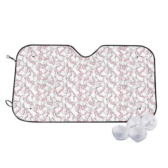 Fotbe Playing Rabbit Car Windshield Sunshade | Sun Visor Protector Front Window Shade, Keeps Out UV Rays, Keeps Your Vehicle Cool-