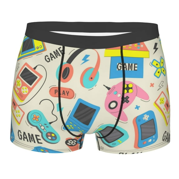 Fotbe Playing Video Games Men’s Total Support Pouch Boxer Briefs, X-Temp Cooling, Moisture-Wicking Underwear, Regular, Long-leg and Trunk-Medium