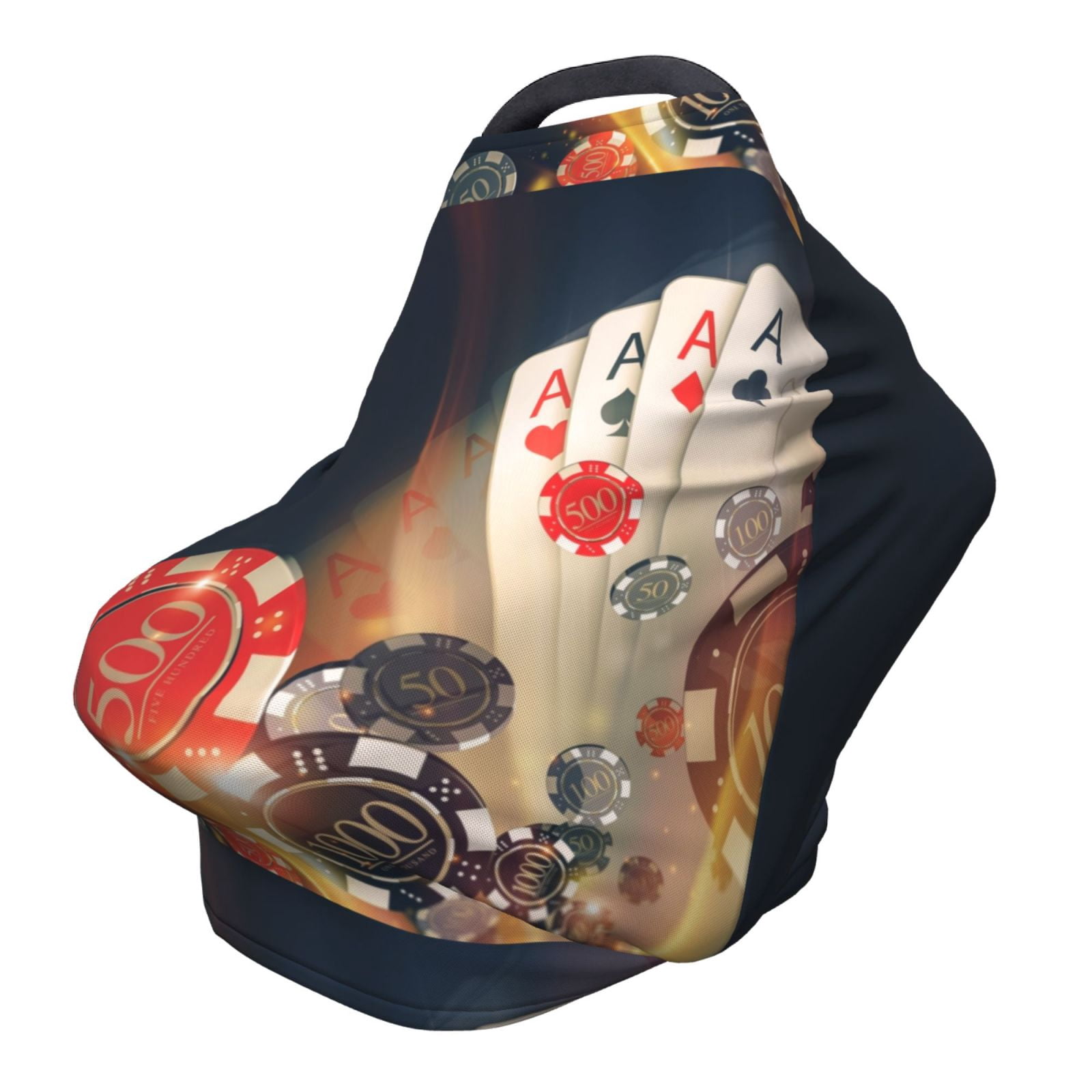 Fotbe Poker Chips Pattern Car Seat Covers for Babies, Nursing Breastfeeding Cover Carseat Canopy, Soft Stretchy Carrier Cover