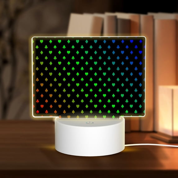Fotbe Poker Shapes Pattern Acrylic Night Light Gift with 3 Color ModesTouch-Sensitive LED Lamp Perfect Gift for Mother's Day, Birthday, or Christmas