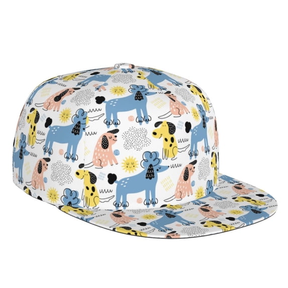 Fotbe Poodle Dog Flat Bill Visor Cap Classic Snapback Hat Polyester Foam Trucker Hat Trucker Cap Adjustable Baseball Cap